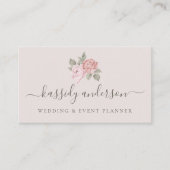 Elegantes Skript Wasserfarbe Rosa Botanische Peoni Visitenkarte (Vorderseite)