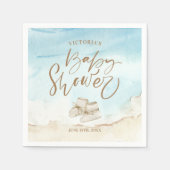 Elegantes Skript Watercolor Beach Baby Shower Serviette (Vorderseite)