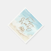 Elegantes Skript Watercolor Beach Baby Shower Serviette (Ecke)