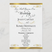 Elegantes Skript - Weiße Perle/Goldene Hochzeit Programm (Vorderseite)