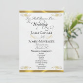Elegantes Skript - Weiße Perle/Goldene Hochzeit Programm (Stehend Vorderseite)