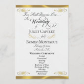 Elegantes Skript - Weiße Perle/Goldene Hochzeit Programm (Vorderseite)