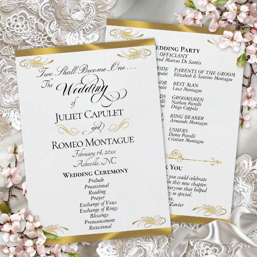 Elegantes Skript - Weiße Perle/Goldene Hochzeit Programm