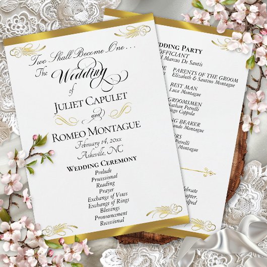 Elegantes Skript - Weiße Perle/Goldene Hochzeit Programm
