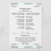 Elegantes Skript - Weiße Perle/Silberne Hochzeit Programm (Rückseite)