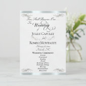 Elegantes Skript - Weiße Perle/Silberne Hochzeit Programm (Stehend Vorderseite)