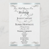 Elegantes Skript - Weiße Perle/Silberne Hochzeit Programm (Vorderseite)