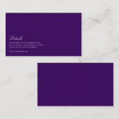 Elegantes Skript - Weiße und Lila Hochzeitsdetails Begleitkarte (Vorne/Hinten)