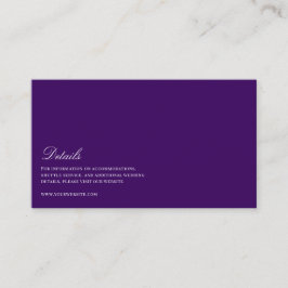 Elegantes Skript - Weiße und Lila Hochzeitsdetails Begleitkarte