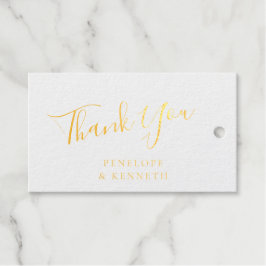 Elegantes Skript White Custom Wedding Danke Gold Geschenkanhänger