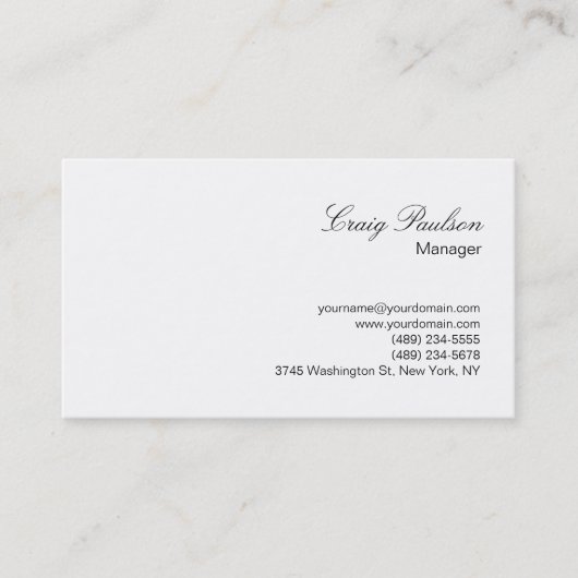 Elegantes Skript White Schlicht Simple Business Ca Visitenkarte (Vorderseite)