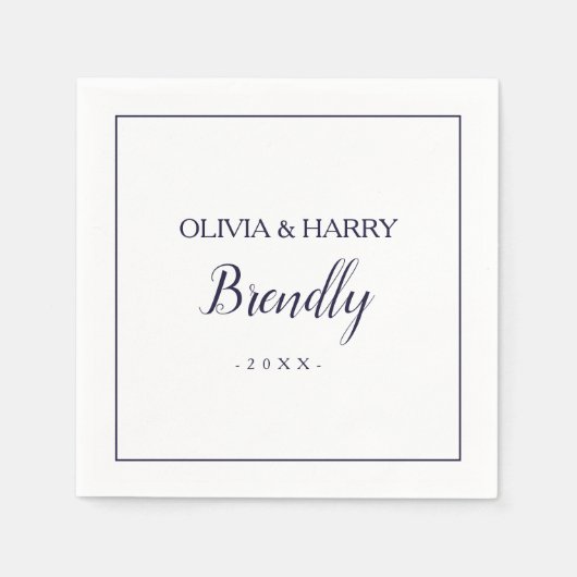 Elegantes Skript | White Wedding Paper Napkin Serviette (Vorderseite)