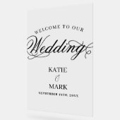 Elegantes Skript Willkommen auf unserem Hochzeitsz Acrylschild (Winkel)