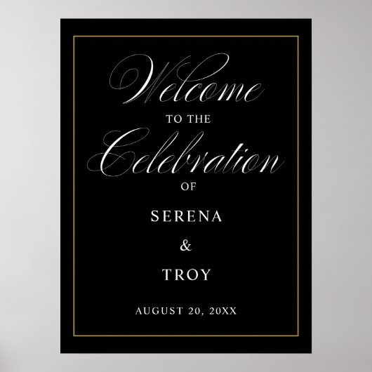 Elegantes Skript Willkommen bei der Feier Poster (Vorne)