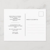 Elegantes Skript Wir haben das neue Zuhause-Foto v Ankündigungspostkarte (Rückseite)