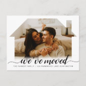 Elegantes Skript Wir haben das neue Zuhause-Foto v Ankündigungspostkarte (Vorderseite)