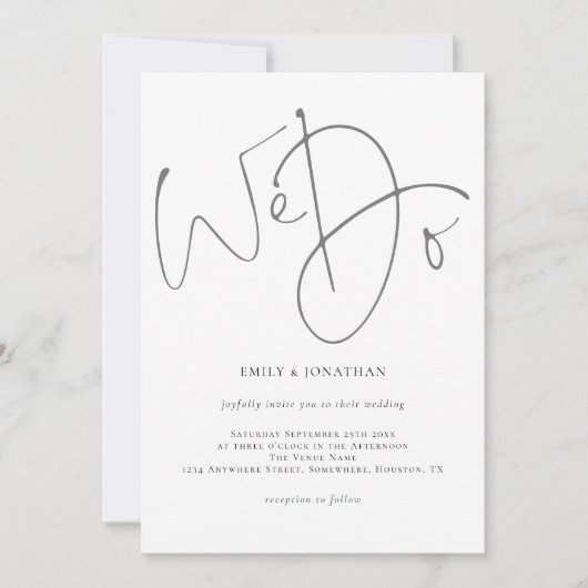 Elegantes Skript Wir machen Minimalistische graue Einladung (Vorderseite)