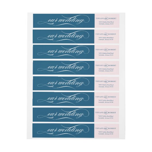 Elegantes Skript Wraparound Labels| Marine und Ros (Bogen)