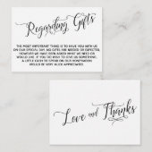 Elegantes Skript zu Geschenken für die Hochzeit Begleitkarte (Vorne/Hinten)