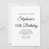 Elegantes Skript zum 50. Geburtstag Einladung (Vorderseite)