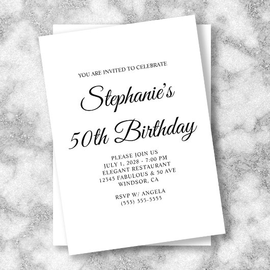 Elegantes Skript zum 50. Geburtstag Einladung