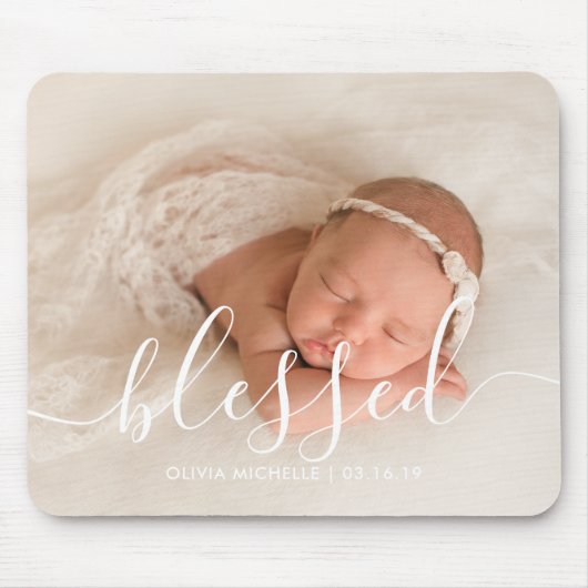 Elegantes Skriptbenutzerdefiniertes Foto Mousepad (Vorne)