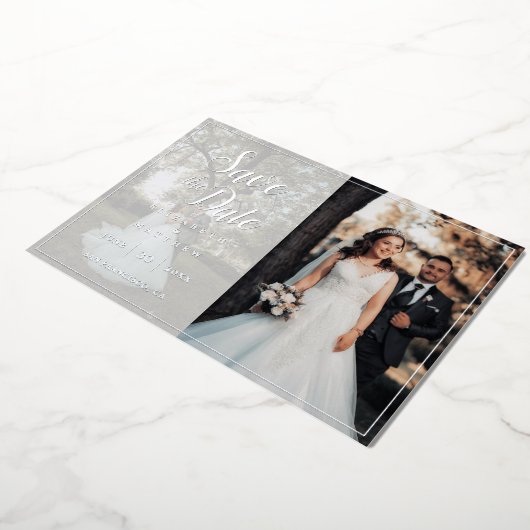 Elegantes Skriptbild Hochzeit speichern Sie das Da Folieneinladung (Gedreht)