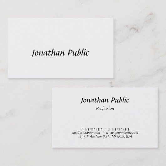 Elegantes Skriptdesign Minimalistisch Modernes Sch Visitenkarte (Vorne/Hinten)