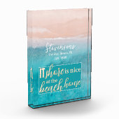 Elegantes Skriptfamilie Name Beach Vacation House Fotoblock (Links)