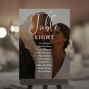 Elegantes Skriptfoto-Sitzplan-Tischnummer Einladung