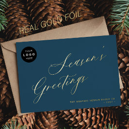 Elegantes Skriptgeschäft LOGO Corporate Gold Folien Feiertagskarte