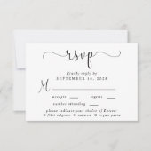 Elegantes Skriptmenü Auswahl Hochzeit RSVP Karte (Vorderseite)