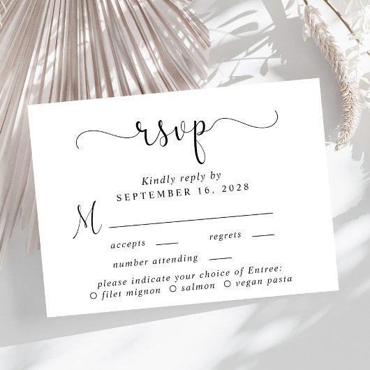 Elegantes Skriptmenü Auswahl Hochzeit RSVP Karte