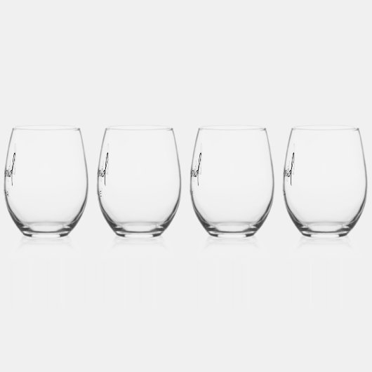 Elegantes Skriptname Datum Überhängung Weinglas Ohne Stiel (Links)