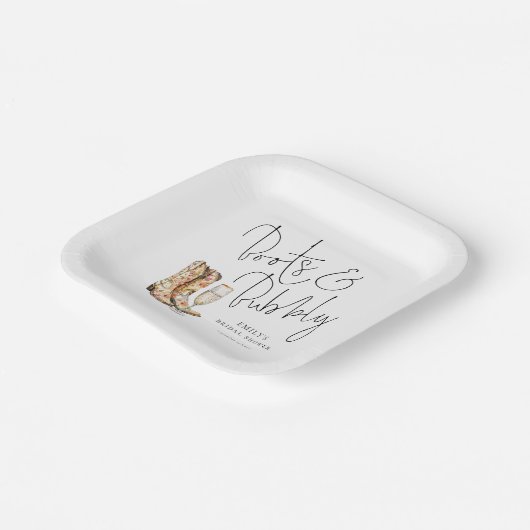 Elegantes Skriptstiefel und Bubbly-Brautparty Pappteller (Gewinkelt)