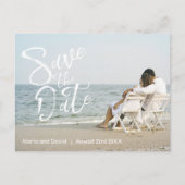 Elegantes SkriptWedding Save the Date Ankündigungspostkarte (Vorderseite)