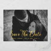 Elegantes SkriptWedding Save the Date Custom Foto Folieneinladung (Vorderseite)