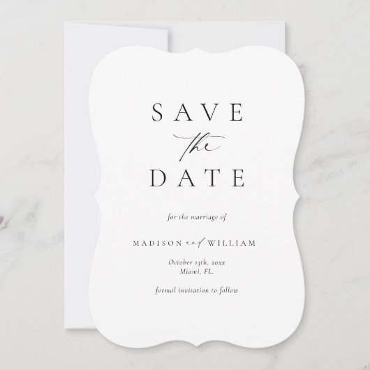 Elegantes SkriptWedding Save the Date Einladung (Vorderseite)