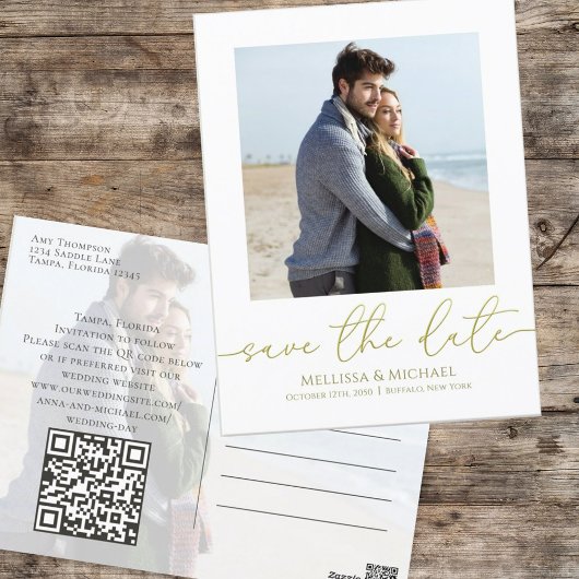 Elegantes SkriptWedding Save the Date-Foto Postkarte