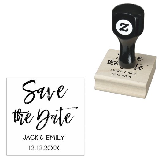 Elegantes SkriptWedding Save the Date Gummistempel (Stempel)