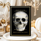 Elegantes Skull Halloween-Kostüm-Party Gold Folieneinladung