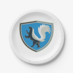 Elegantes Skunk Emblem Wildlife Inspiriert Wappen Pappteller