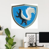 Elegantes Skunk Emblem Wildlife Inspiriert Wappen Poster (Heimbüro)