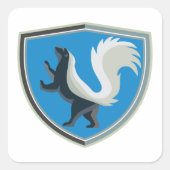 Elegantes Skunk Emblem Wildlife Inspiriert Wappen Quadratischer Aufkleber (Vorderseite)