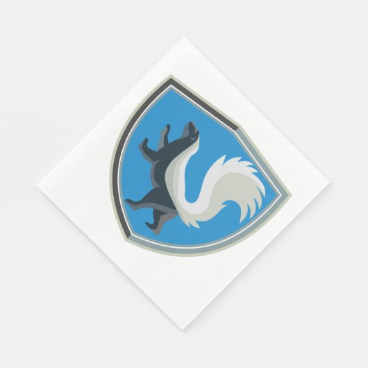 Elegantes Skunk Emblem Wildlife Inspiriert Wappen Serviette (Ecke)