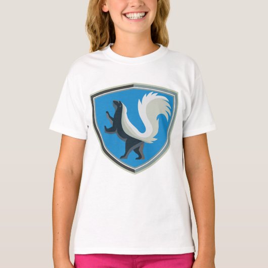 Elegantes Skunk Emblem Wildlife Inspiriert Wappen T-Shirt (Vorderseite)