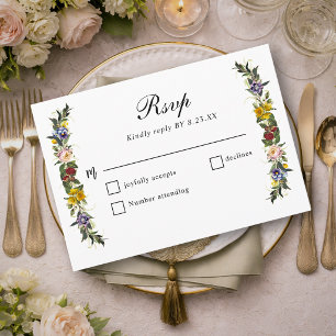 Elegantes skurriles vintage-blumiges Monogramm zur RSVP Karte