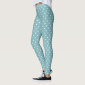 Elegantes Sky Blue mit kleinen weißen Polka-Punkte Leggings (Links)