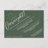 Elegantes Slant Script Dark Green Wedding Hotel Bl Begleitkarte (Vorderseite)