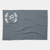 Elegantes Slate Gray Family Monogram Geschirrtuch (Horizontal)